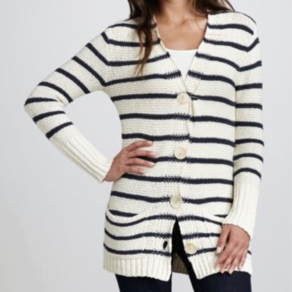 FREE PEOPLE North Beach Long Knit Striped Cardigan - Picture 1 of 6